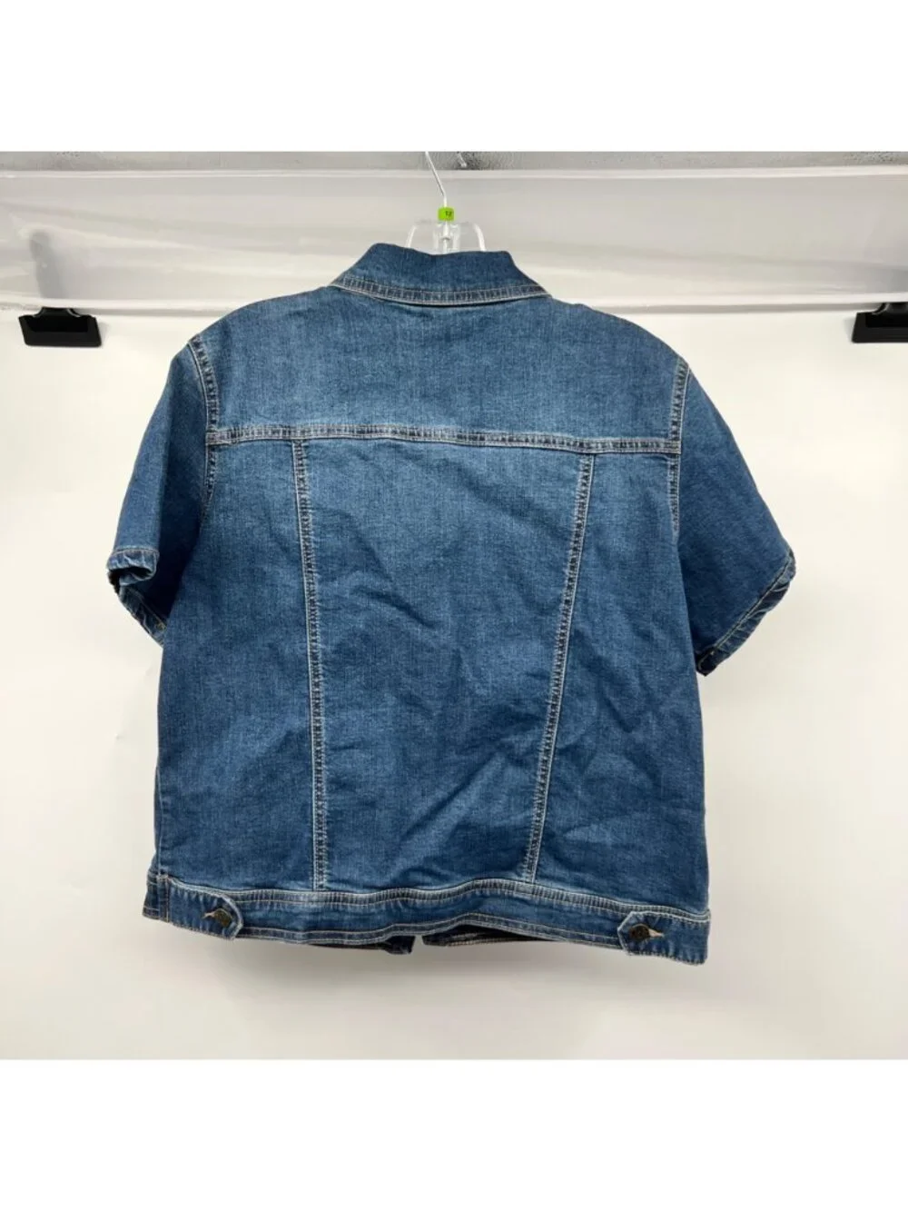 Westport 1962 Womens Short Sleeve Jean Jacket Blue Button Up Pockets Medium